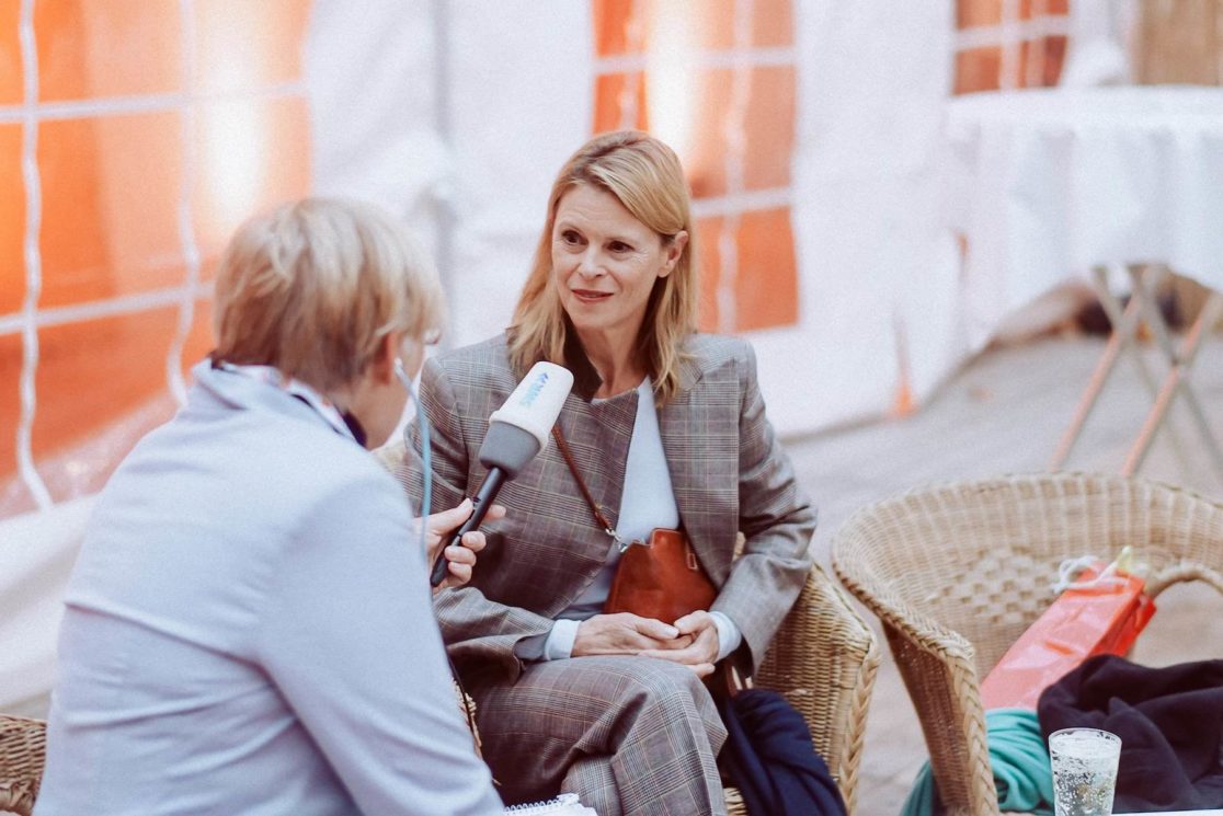 Interviewsituation beim Festival des Deutschen Films in Ludwigshafen